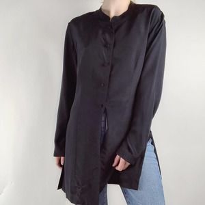 Vintage 100% Silk Long Sleeve Button Front Shirt